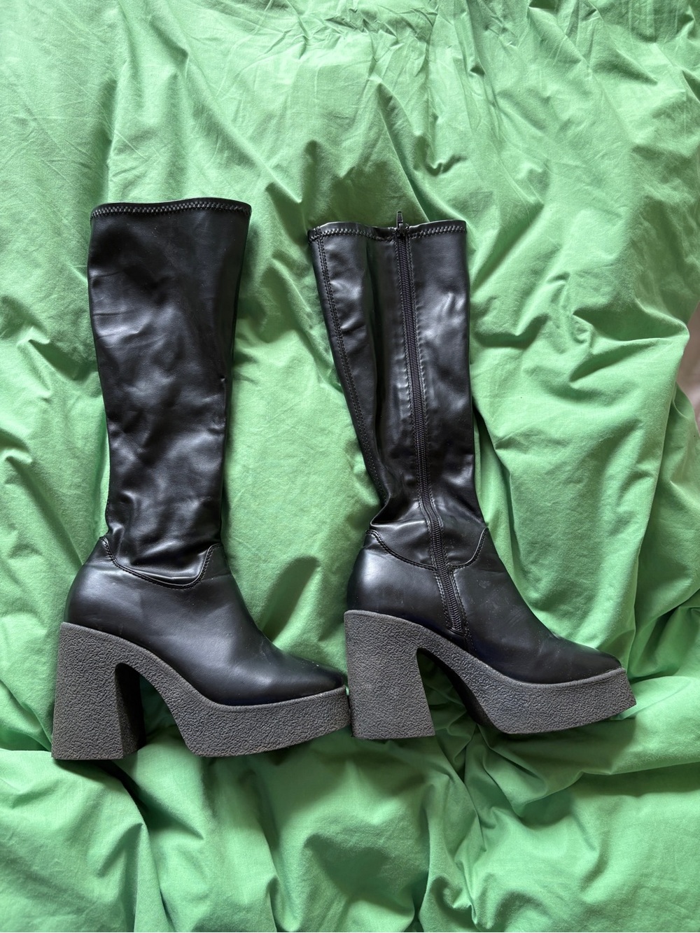 Black Platform Knee-High Boots - Women - Picture 1 of 1